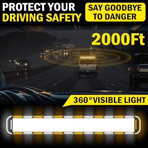 ASPL 53 inch 260 LED Low Profile Rooftop Strobe Lights Bar High Intensity Emergency Warning Flashing Beacon Snow Plow Light Traffic Advisor Car Hazard Construction Roof Lights Bars (Amber/White) - color: Amber/White