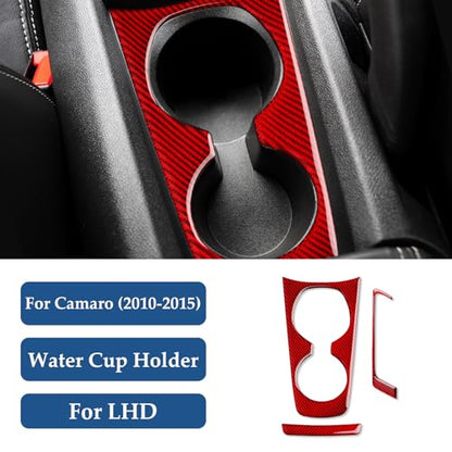 Car Water Cup Holder Sticker Carbon Fiber Decal Interior Trim for Chevrolet Camaro 2010 2011 2012 2013 2014 2015 Accessories - color: Water Cup Holder