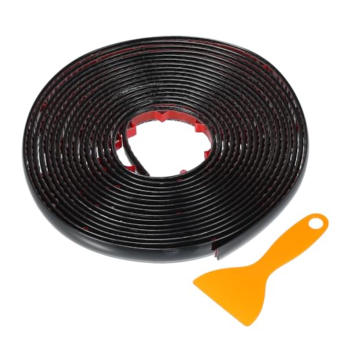 Window Trim Strip Kit 2/5" 10mm Width 16Ft 5m Universal for Exterior Car Bumper Door Body Self Adhesive Scratch-Proof Decorative Sticker Plastic Gloss Black - color: Black, size: 10mm