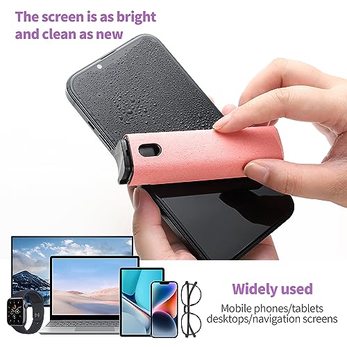 CUIUD Touchscreen Screen Cleaner Kit 2 Pcs, Phone, Tablet and Car Screen Cleaner, Two in One Spray and Microfiber Cloth(2 Pack Pink) - color: 2 Pcs Pink