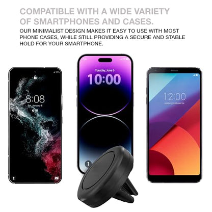 Universal Smartphone Holder - Air Vent Magnetic Car Mount (4 Pack Black) Compatible with iPhone 12/13/14/15/16 & Galaxy LG Android Cell Phone