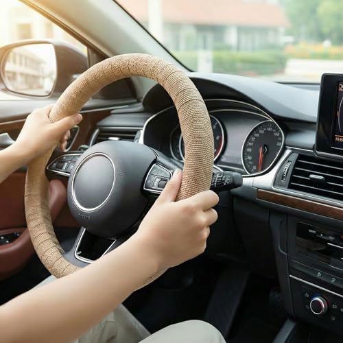 6 Sets of Anti-Slip, Sweat-Absorbing self-Adhesive Steering Wheel Covers, Universal DIY Steering Wheel Protectors, Enhancing Comfort, Suitable for Cars, Trucks, and SUVs (Black & Skin)