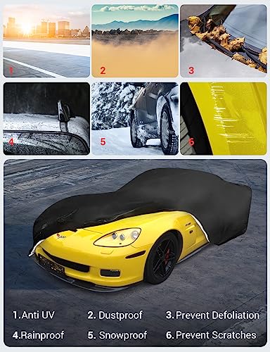 Proadsy 2026 Upgrade Car Cover Compatible with C4 Corvette 1984-1996 Windproof All Weather Waterproof Sun Rain UV Dust Snow Protection Outdoor Covers - size: Corvette C4