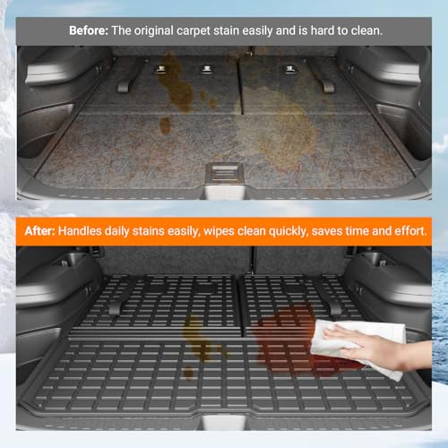 powoq Cargo Mat Compatible with 2016-2025 Honda Pilot (No Elite) Trunk Mat with Backrest Mat TPE Cargo Liner Trunk Liner Replacement for 2016-2025 Honda Pilot Accessories (Trunk Mat with Backrest Mat) - size: Compatible with Honda Pilot | 2016-2025