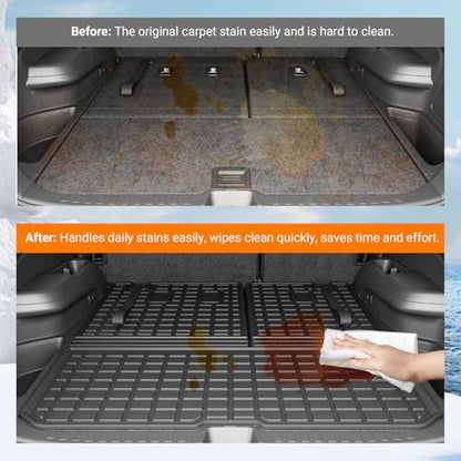 powoq Cargo Mat Compatible with 2016-2025 Honda Pilot (No Elite) Trunk Mat with Backrest Mat TPE Cargo Liner Trunk Liner Replacement for 2016-2025 Honda Pilot Accessories (Trunk Mat with Backrest Mat) - size: Compatible with Honda Pilot | 2016-2025
