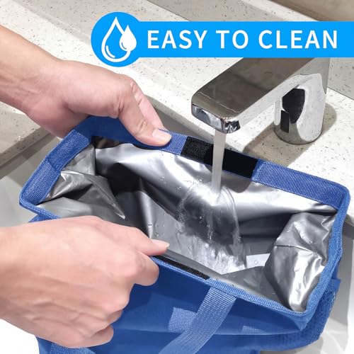Homelove Hanging Car Trash Can with 4 Storage Pockets, Waterproof Leakproof Oxford Auto Garbage Bag, Adjustable Garbage Bag, Foldable Car Trash Bin Fit for Truck, SUV, Home, Office - color: Blue-A