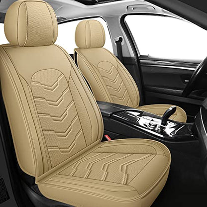 AOOG Leather Car Seat Covers Universal fit Most Sedans SUV Trucks (Front Seat, Beige) - color: BEIGE, size: FRONT PAIR