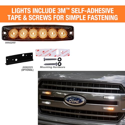 Buyers Products 8892201 5 Inch White LED Strobe Light, Ultra‑Thin Surface Mount Warning Light, 6 LEDs, 23 Flash Patterns, Aluminum Housing, IPX8 Waterproof, for Trucks and Utility Vehicles - color: Clear, size: 5"
