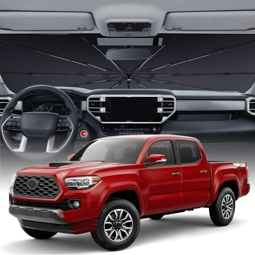 Zanch Upgrade Windshield Sun Shade, Custom Fit for Toyota Tacoma 2016-2025 [Titanium-Silver Reflective Coating] Blocks 99% UV & Heat, Sunshade Umbrella for Tacoma 2016 2017 ... 2022 2023 2024 2025 - size: For Toyota Tacoma (2016-2025)
