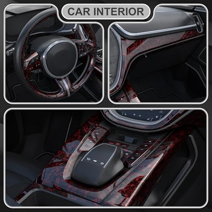 Lypumso Red Forged Carbon Fiber Vinyl Wrap, High Gloss Car Wrap Vinyl Roll, Auto DIY Decal Film Sheet with Air Release Technology, Self-Adhesive Car Wrapping 1ft x 5ft - color: High Gloss Red, size: 1ft x 5ft