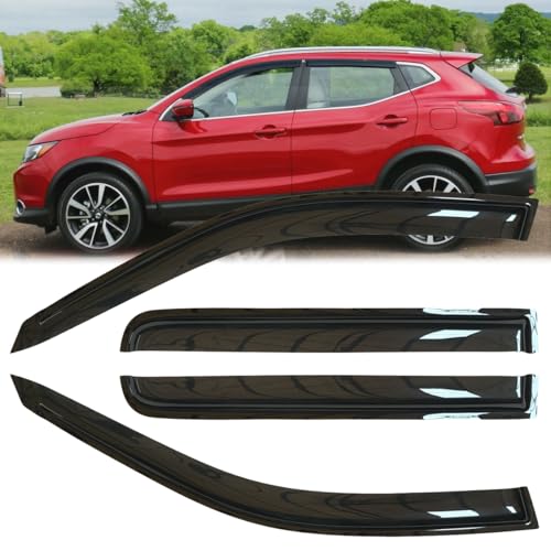 4pcs Original Shatterproof Rainproof Side Window Wind Deflectors for 2017-2022 Nissan Rogue Sport,Outside Mount Rain Guards Set,Window Visors for Cars,Vent Deflector 94782 - size: for 2017-2022 Nissan Rogue Sport