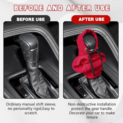 Gear Shift Hoodie, Shifter Hoodie, Funny Car Gear Shift Protector Cover, Automotive Interior Cute Gadgets Fashionable Mini Sweater Shifter Stick Knob Cover Universal for Most Vehicles (Red) - color: Red