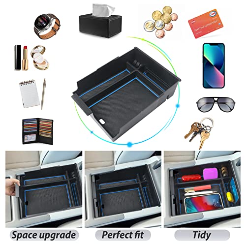 SKTU for 2023 2024 2025 Hyundai Palisade Center Console Organizer 2023 2024 2025 Palisade Center Console Tray 2023 2024 2025 Palisade Accessories Armrest Box with Coin and Sunglasses Holder (Blue) - color: Blue