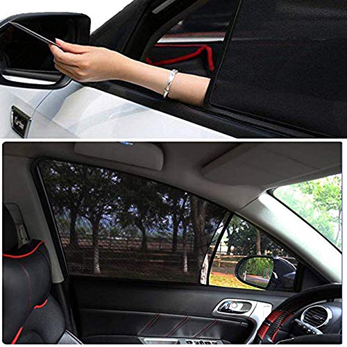 Car Front Window Sun Shade - 2 Pack Breathable Mesh Side Window Shade Sunshade UV Protection for Driver Family Pet on Front seat, Curtain with Two Holes to See Rearview Mirror, Size M - size: Medium-front Window