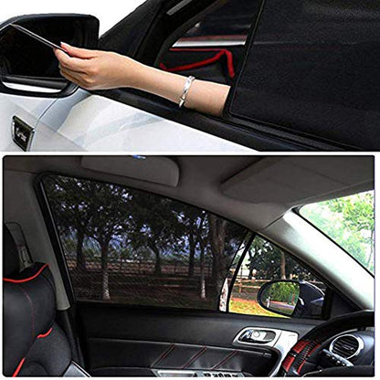 Car Front Window Sun Shade - 2 Pack Breathable Mesh Side Window Shade Sunshade UV Protection for Driver Family Pet on Front seat, Curtain with Two Holes to See Rearview Mirror, Size M - size: Medium-front Window