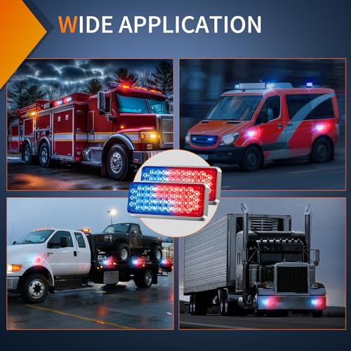Nilight 2PCS 42LED Red Blue Magnetic Strobe Lights Portable Warning Hazard Light Surface Mount Waterproof 5 Patterns for 12V 24V Cars Trucks Van Off Road Vehicles ATV - color: 42LED Red Blue