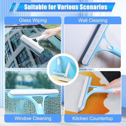 3 in 1 Window Cleaning Scraper, Cleaner Window Squeegee with Sprayer, Squeegee and Scrubber Spray Bottle Window Squeegee for Shower Glass, Mirrors, Car and Home,All-Purpose Window Cleaner Tool(White) - color: White