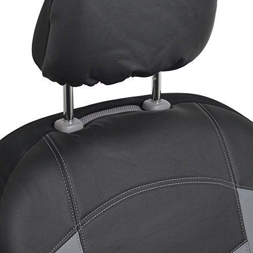 BDK Soft & Smooth Leatherette Sideless Front Car Seat Covers Fit for Car SUV Van (Black & Gray)- Easy Installation Cover - color: Black & Slate Gray