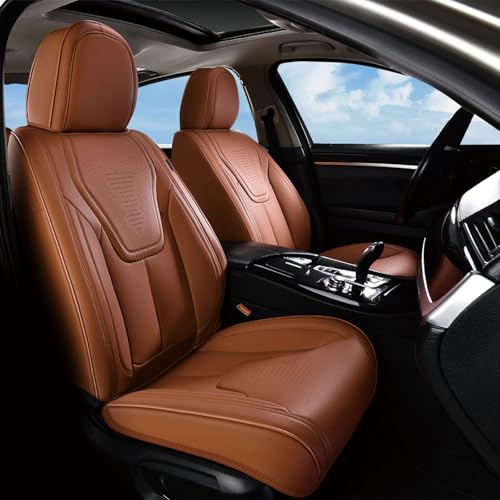 FLORICH Car Seat Covers Front Seats, Luxury Waterproof Faux Leather Seat Covers Cushion, Car Seat Protectors Universal Fit for Most 5 Seats Vehicles - Brown - color: Brown, size: Frontpair