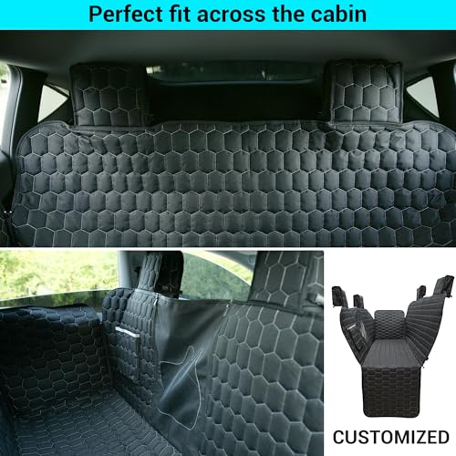 Meginc Dog Seat Covers for Back Seat, Dog Car Seat for Tesla Model 3, 100% Waterproof Pet Seat Cover Protects from Scratches, Scuffs, Hammock for Tesla with Mesh Window & Headrest Protection - size: Cover Seat for Model 3