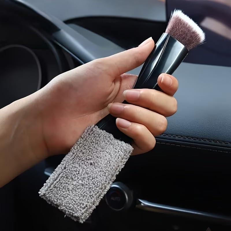 Car Interior Detailing Brush, Soft Bristle Plastic Cleaning Tool for Dashboard, Vents, Gaps & Vents - Battery-Free Manual Dust Brush for Vehicle Interior & Home Use