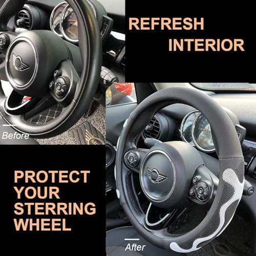 PINCTROT Large Size Comfy Grip Steering Wheel Cover, Anti-Slip Design, 15.5-15.75 Inch(Silicone White) - color: 5.White, size: Large Size[15 1/2''-15 3/4'']