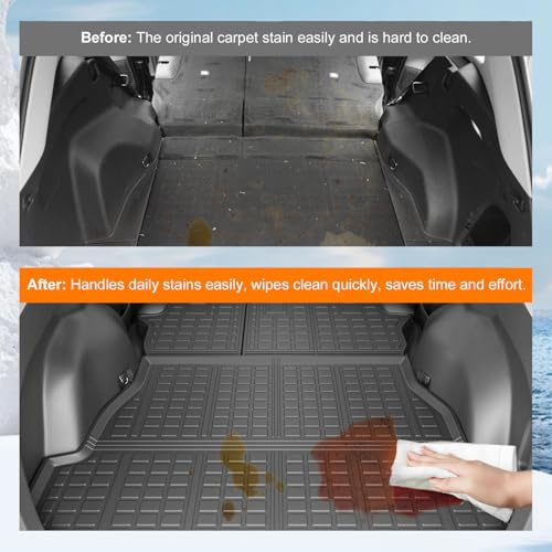 powoq Cargo Mat Compatible with 2019-2025 Toyota RAV4 Backrest Mat Cargo Liner Trunk Mat Back Seat Protector Replacement for 2019-2024 2025 Toyota RAV4 Accessories (Trunk Mat+Backrest Mats) - size: Compatible with Toyota RAV4 | 2019-2025
