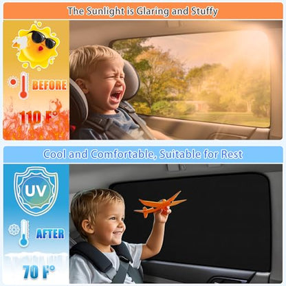 ZATOOTO Car Window Covers for Rear Privacy Car Shade for Baby Back Window Sunshade of Soft Suede UV Protection & Light Blocking Baby Sun Shades for Camping Eating and Rest, 16.69×31.5in - color: JP-Ola-85*50