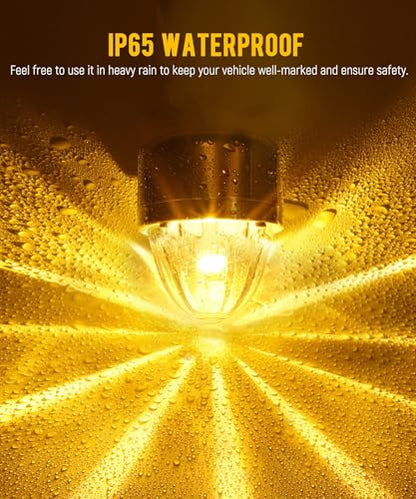 Partsam 1x Glass Watermelon Light Single-Face Amber LED Turn Signal Marker Light, Zinc Alloy Housing Clear Lens Post Mount for Peterbilt Freightliner Semi Truck Trailer, 10-30V - color: ClearLensAmberLights