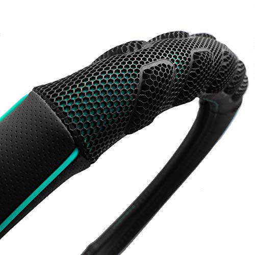 Flying Banner car Steering Wheel Cover Faux Leather Massage Universal fit 3D Honeycomb Hole Anti-Slip Sporty 15 Inches (Mint Green Black) - color: Mint green black