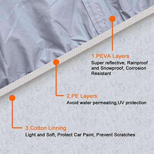 uxcell 3XXL+ PEVA Car Cover Outdoor Waterproof Breathable Snow Heat Resistant 570 x 190 x 160cm