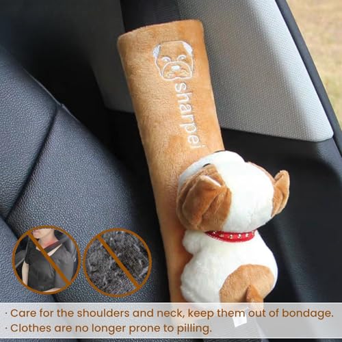2 PCS Seat Belt Cover Pad, Cute Kawaii Animal Dog Seatbelt Covers for Kids and Adults, Winter Plush Fluffy Soft Seat Belt Cover, Cartoon Seatbelt Cushion,Car Seat Strap Pads (E-Dog) - color: E-Dog