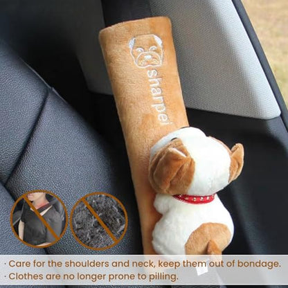 2 PCS Seat Belt Cover Pad, Cute Kawaii Animal Dog Seatbelt Covers for Kids and Adults, Winter Plush Fluffy Soft Seat Belt Cover, Cartoon Seatbelt Cushion,Car Seat Strap Pads (E-Dog) - color: E-Dog