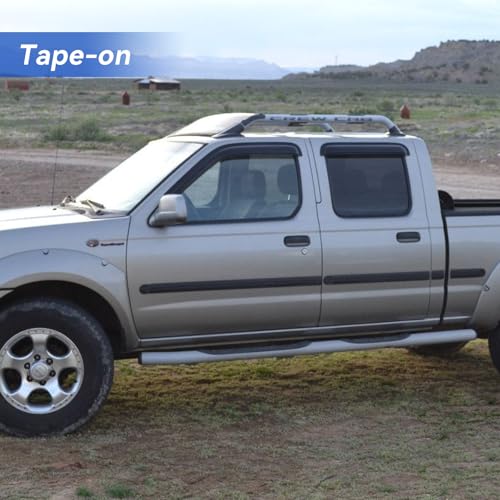 Window Visors Rain Guards for 2000 2001 2002 2003 2004 Nissan Frontier Crew Cab, Out-Channel Window Vent Wind Deflectors Visors Shades for 00 01 02 03 04 Frontier - size: 2000-2004 Nissan Frontier Crew Cab