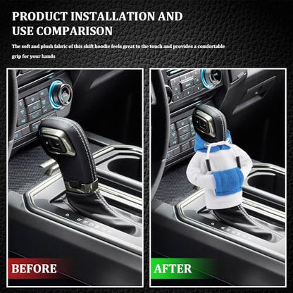 Universal Hoodie Car Gear Shift Cover, Funny Shifter Hoodie, Most Car Gear Shift Levers - color: White Blue, size: 1 Piece