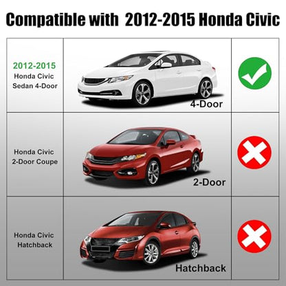 Window Molding Trim Seal for Honda Civic 2012-2015 Accessories, Outer Door Black Rubber Weather Stripping Belt, Replacement 72450-TR0-A01 (4PCS) - size: 2012-2015 Honda Civic