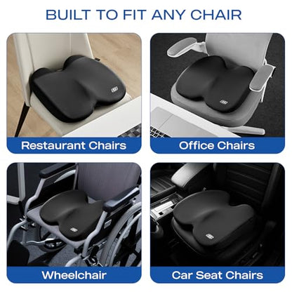 Skechers Seat Cushion, Ergonomic Memory Foam Cushion for Long Sitting Hours on Office & Home Chair, Car Seat Cushion for Sciatica, Coccyx Cushion,Black - color: Black