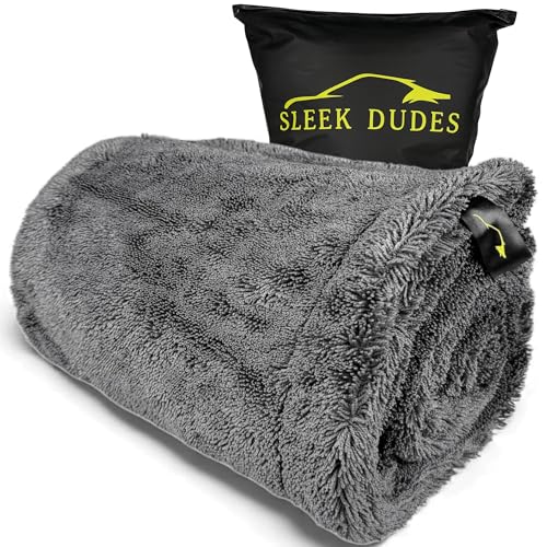 2000GSM Car Drying Towel – Sleek Max Dry 2K (20"x31") Ultra Plush Twist Loop Microfiber for Fast, Streak-Free Drying - color: Charcoal Grey