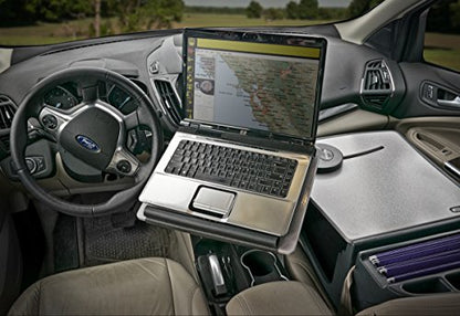 AutoExec Reach Car Desk for Your Vehicle Workstation and Mobile Office, Front Seat, with 400 watt Power Inverter - color: Grey, style: 400 watt Power Inverter