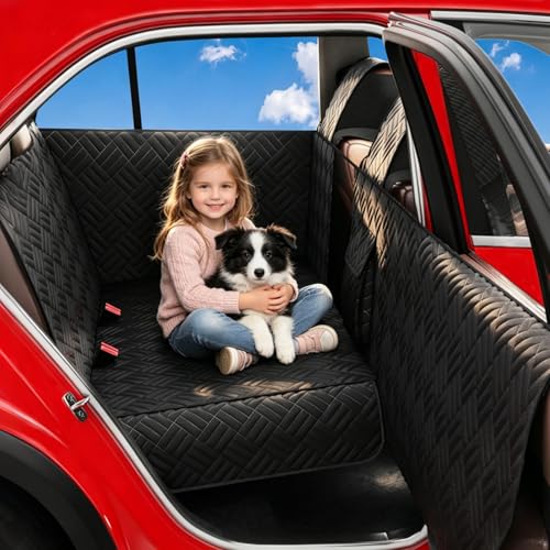 Dog Car Seat Cover for Back Seat- Heavy Duty Waterproof-Hard Bottom Backseat Extender Fits Sedan SUV & Small Truck, Full Coverage for Doors, Rear Seats & Front Headrests - size: SUV Dog Hard Bottom