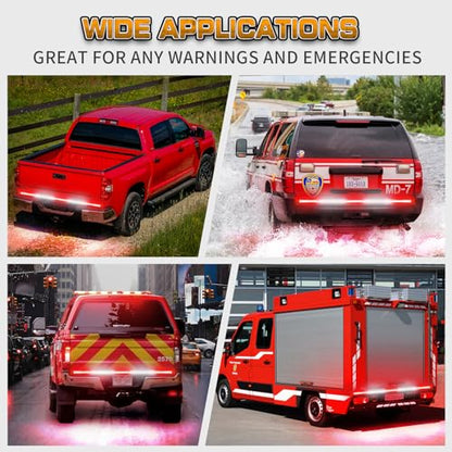 XRIDONSEN 60 inch Truck Tailgate Emergency Lights Strip 360 LED Rear Window Red White Strobe Firefighter Lights Warning Hazard Safety First Responder for Vehicles Trucks Pickup POV - color: Red/White