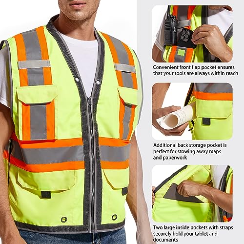 ArcRidge Reflective Safety Vest for Men and Women - Class 2 High Visibility Construction Vest - Dual Tone Reflective Strips - size: 4X-Large