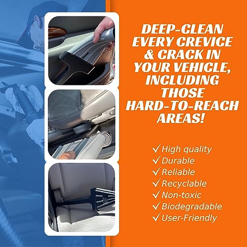 Vacuum Detail Attachment Tool | All-in-One Deepcleaning Crevice Cleaner/ Ice Scraper | The Best Car Accessories & Essentials | Wet & Dry Car Detailing Kit | Truck, Auto, & RV Cleaning Supplies (Black) - color: Black