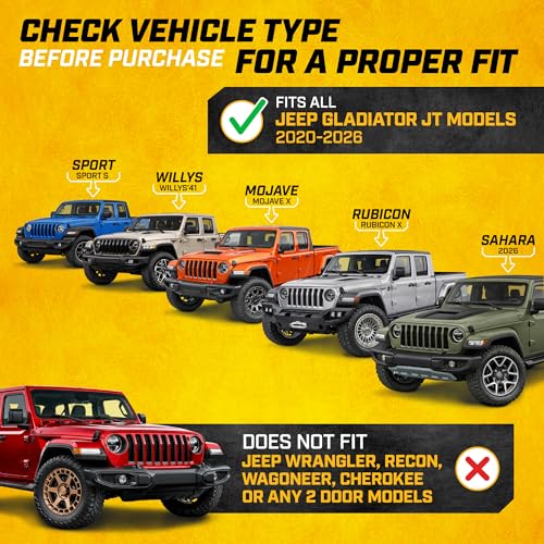 Cat® JustFit™ 3D Floor Mats for Jeep Gladiator (JL) 2020-2026, All Weather Custom Fit Jeep Gladiator Floor Liners with Extended Coverage Design, Car Floor Mats (Full Set Front & Rear) - style: Jeep Gladiator JT (2020-2026 Full Set Front & Rear)