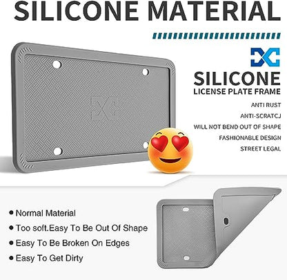 XCLPF Silicone Gray License Plate Frame Covers 1 Pack- Front and Back Car Plate Bracket Holders. Rust-Proof, Rattle-Proof, Weather-Proof (Gray) - color: 1 Pack Gray