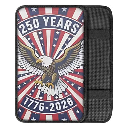 Dreaweet 250th Anniversary Car Center Console Cover Patriotic Eagle Flag Car Accessories Soft Scratch Proof Armrest Cover Center Console Cushion Pad Easy to Install - color: Bald Eagle 250 Years