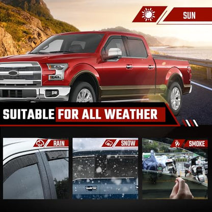 in-Channel Rain Guards Compatible with Ford F150 2015-2025, Extra Durable Side Window Deflectors, 2020 2021 2022 2023 2024 2025 F150 Wind Deflectors Rain Guard Black - 4 PCS - size: Fit for Ford F150 2015-2025 in-Channel