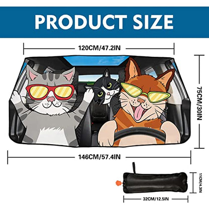 Funny Cats Car Windshield Sun Shade Umbrella Foldable Front Window Sunshade Cover Visor Window Car Front Window Auto Windshield Shade for Cars - color: Funny Cats
