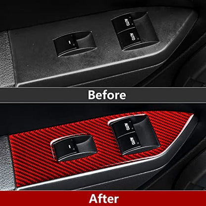 Car Window Lift Switch Sticker Carbon Fiber Decal Cover for Ford Mustang GT Shelby 2005 2006 2007 2008 2009 S197 Accessories - color: Window Lift Switch