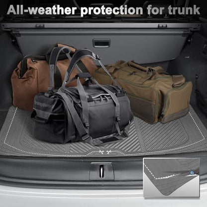 CAR PASS Universal Car Floor Mats & Cargo Liner Full Set, Waterproof Anti-Slip Rubber Trim to Fit Trunk Mats All Weather Protection Fit Car SUV Sedan Coupe Vehicle Automotive 5 Pieces, S-M Size Gray - color: Gray